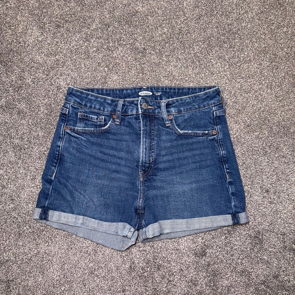 Old Navy Women's O.G. High-Rise Dark Blue Wash‎ Denim Shorts - Size 8 99% Cotton